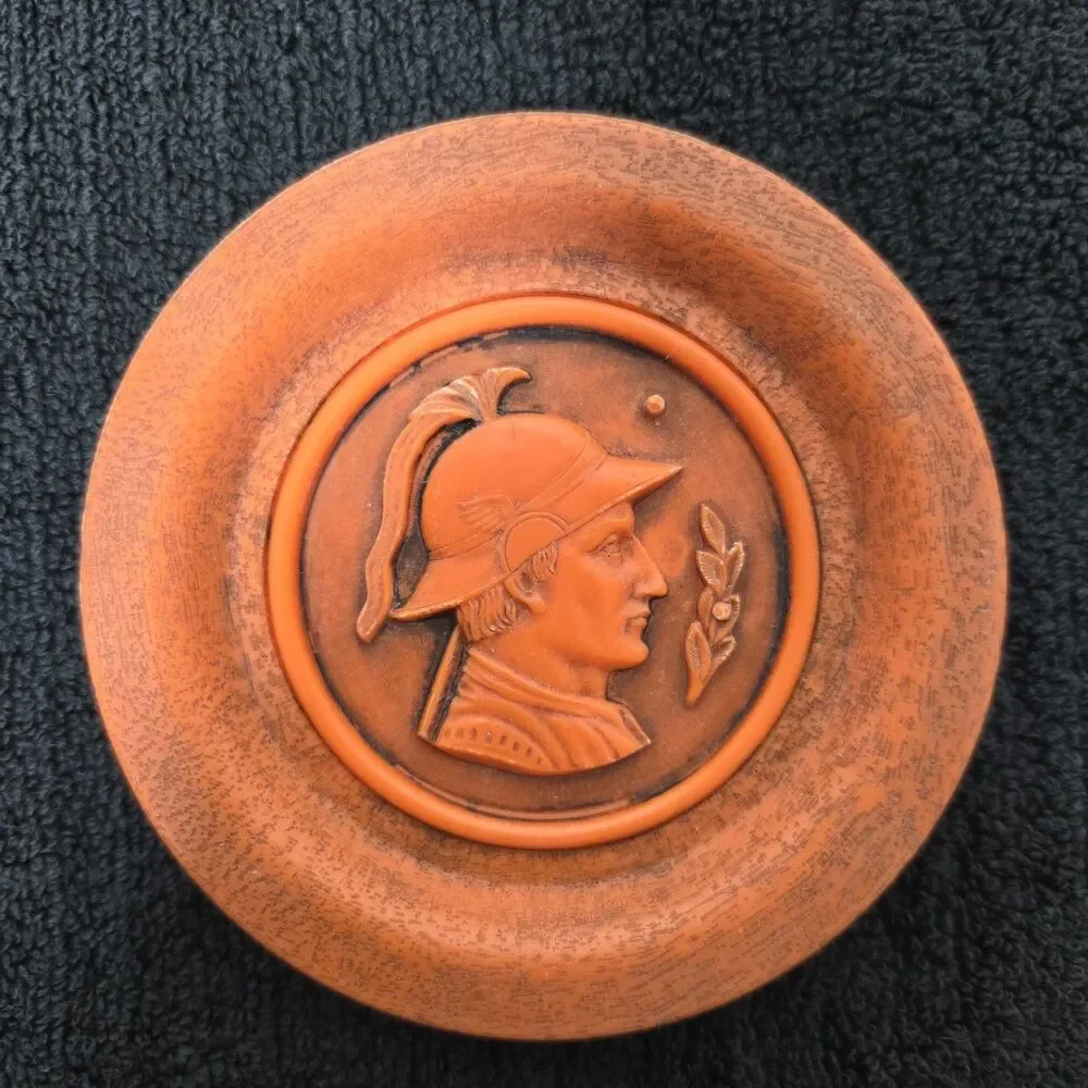 Vintage Mid-Century Greek Roman Mythological Faux Wood Coasters-Set of 6 Unique